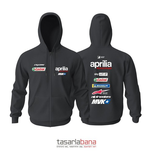 Aprilia Racing Team Mavericks Vinales Edition Fermuarlı Kapüşonlu Hoodie