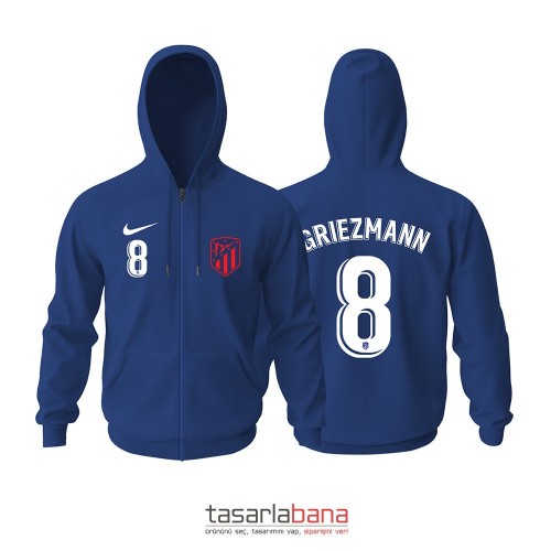 Atlético Madrid Away Edition 2021-2022 Fermuarlı Kapüşonlu Hoodie