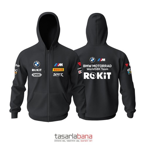 BMW ROKIT Motorrad Team - Black Edition 2024-2025 Fermuarlı Hoodie