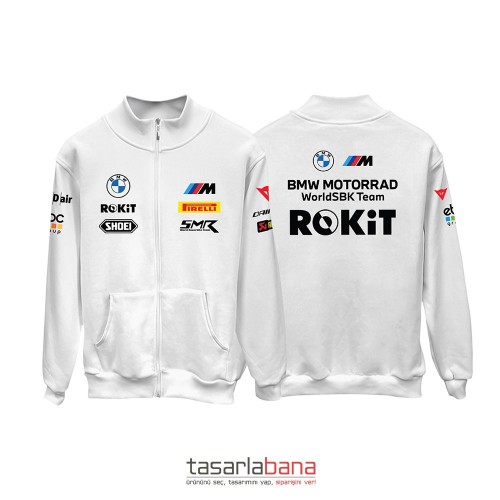 BMW ROKIT Motorrad Team - White Edition 2024-2025 Fermuarlı Hırka