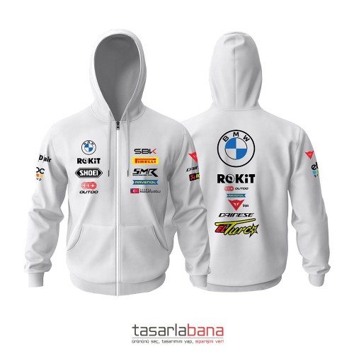 BMW ROKIT WSBK Team - White Edition 2024-2025 Fermuarlı Hoodie