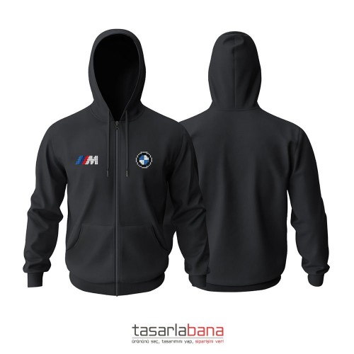 Bmw M Pixel 2024 Black Edition Fermuarlı Hoodie