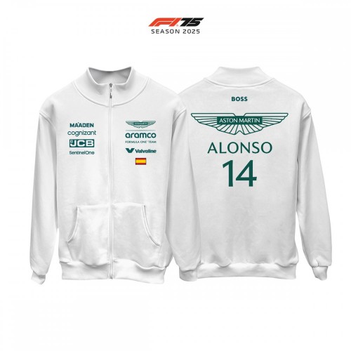 Aston Martin F1 Team: AMR25 White Crew Edition 2025 Fermuarlı Hırka