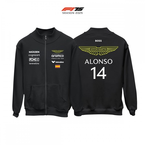 Aston Martin F1 Team: AMR25 Black Crew Edition 2025 Fermuarlı Hırka