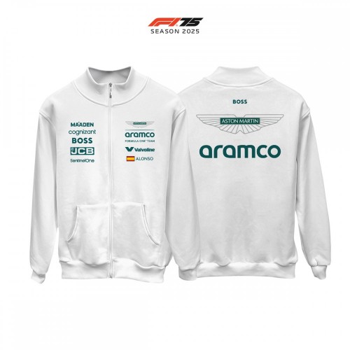 Aston Martin F1 Team: AMR25 White Edition 2025 Fermuarlı Hırka