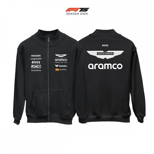 Aston Martin F1 Team: AMR25 Black Edition 2025 Fermuarlı Hırka