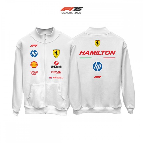 Scuderia Ferrari: SF-25 White Edition 2025 Fermuarlı Hırka