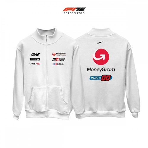 Haas F1 Team: VF-25 White Edition 2025 Fermuarlı Hırka