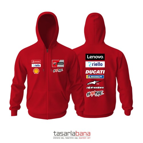 Ducati Team Francesco Bagnaia Edition Fermuarlı Kapüşonlu Hoodie