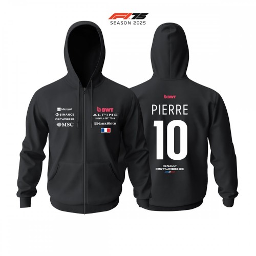 Alpine F1 Team: A525 - Black Crew Edition 2025 Fermuarlı Hoodie