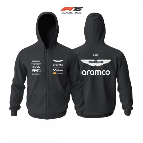 Aston Martin F1 Team: AMR25 Black Edition 2025 Fermuarlı Hoodie