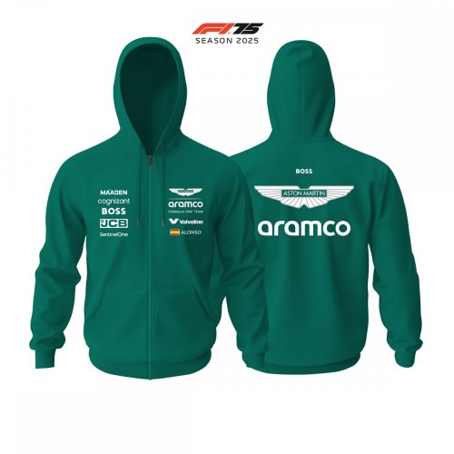 Aston Martin F1 Team: AMR25 Green Edition 2025 Fermuarlı Hoodie