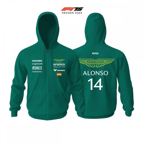 Aston Martin F1 Team: AMR25 Green Crew Edition 2025 Fermuarlı Hoodie