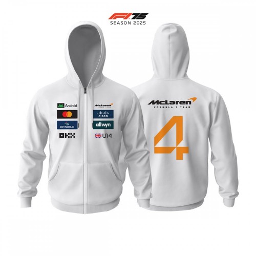 McLaren F1 Team: MCL39 White Edition 2025 Fermuarlı Hoodie