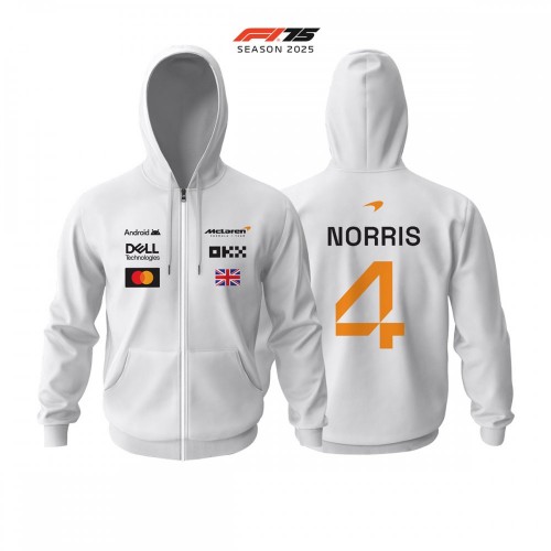 McLaren F1 Team: MCL39 White Crew Edition 2025 Fermuarlı Hoodie