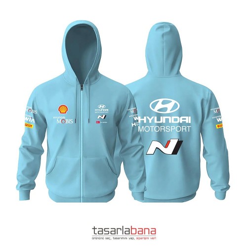 Hyundai Motorsport N Fermuarlı Hoodie Ice Blue Edition