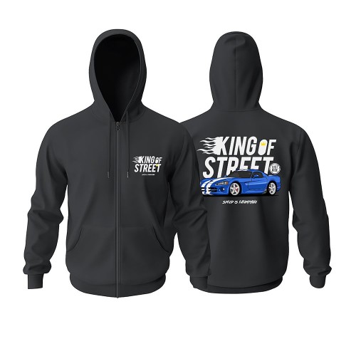 King of Street Fermuarlı Hoodie