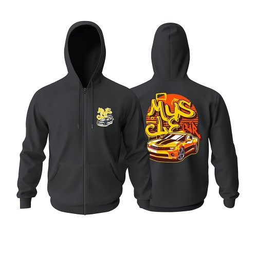 Muscle Car Camaro Fermuarlı Hoodie