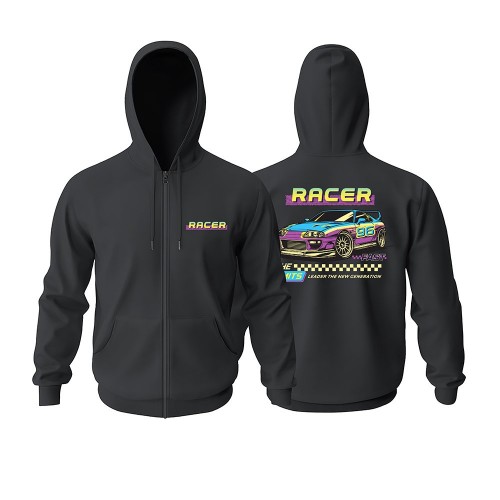 Racer Car Fermuarlı Hoodie