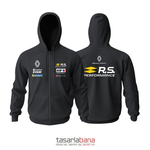 Renault RS Sport - Black Edition Fermuarlı Hoodie