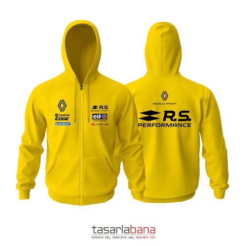 Renault RS Sport - Yellow Edition Fermuarlı Hoodie