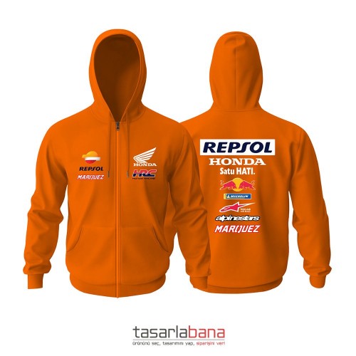 Repsol Honda Team Marc Marquez Edition Fermuarlı Kapüşonlu Hoodie