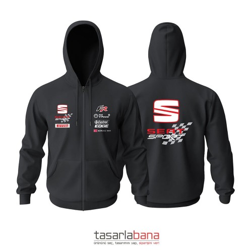 Seat FR Sport - Black Edition Fermuarlı Hoodie