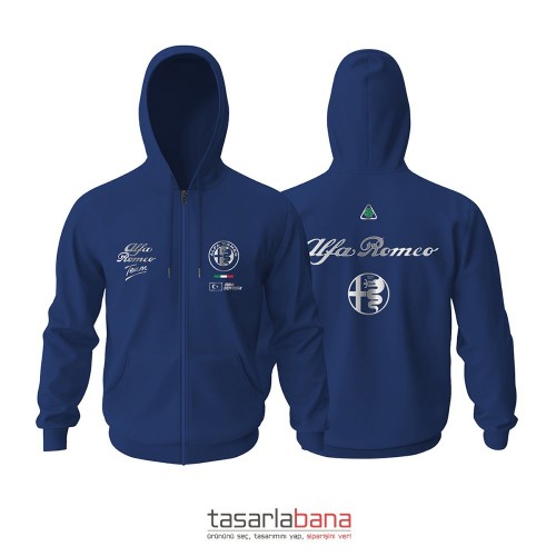 Team Alfa Romeo Navy Silver Edition 2025 Fermuarlı Hoodie