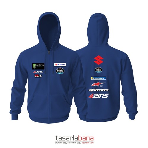 Team Suzuki MotoGP Alex Rins Edition Fermuarlı Kapüşonlu Hoodie