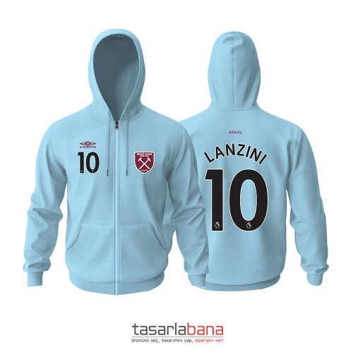 West Ham United Away Edition 2021-2022 Fermuarlı Kapüşonlu Hoodie