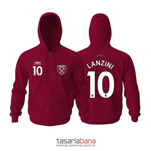 West Ham United Home Edition 2021-2022 Fermuarlı Kapüşonlu Hoodie