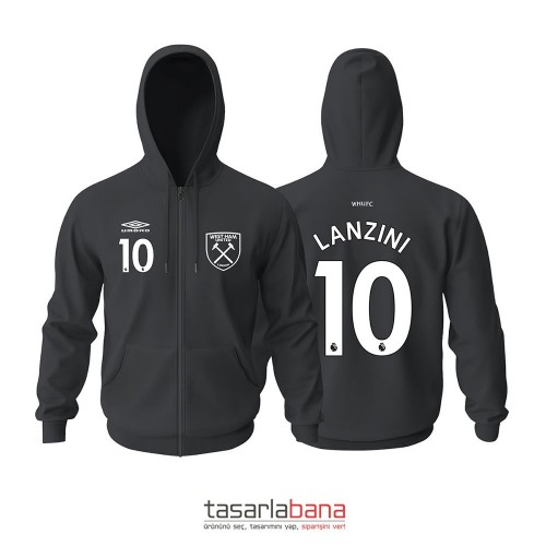 West Ham United Third Edition 2021-2022 Fermuarlı Kapüşonlu Hoodie